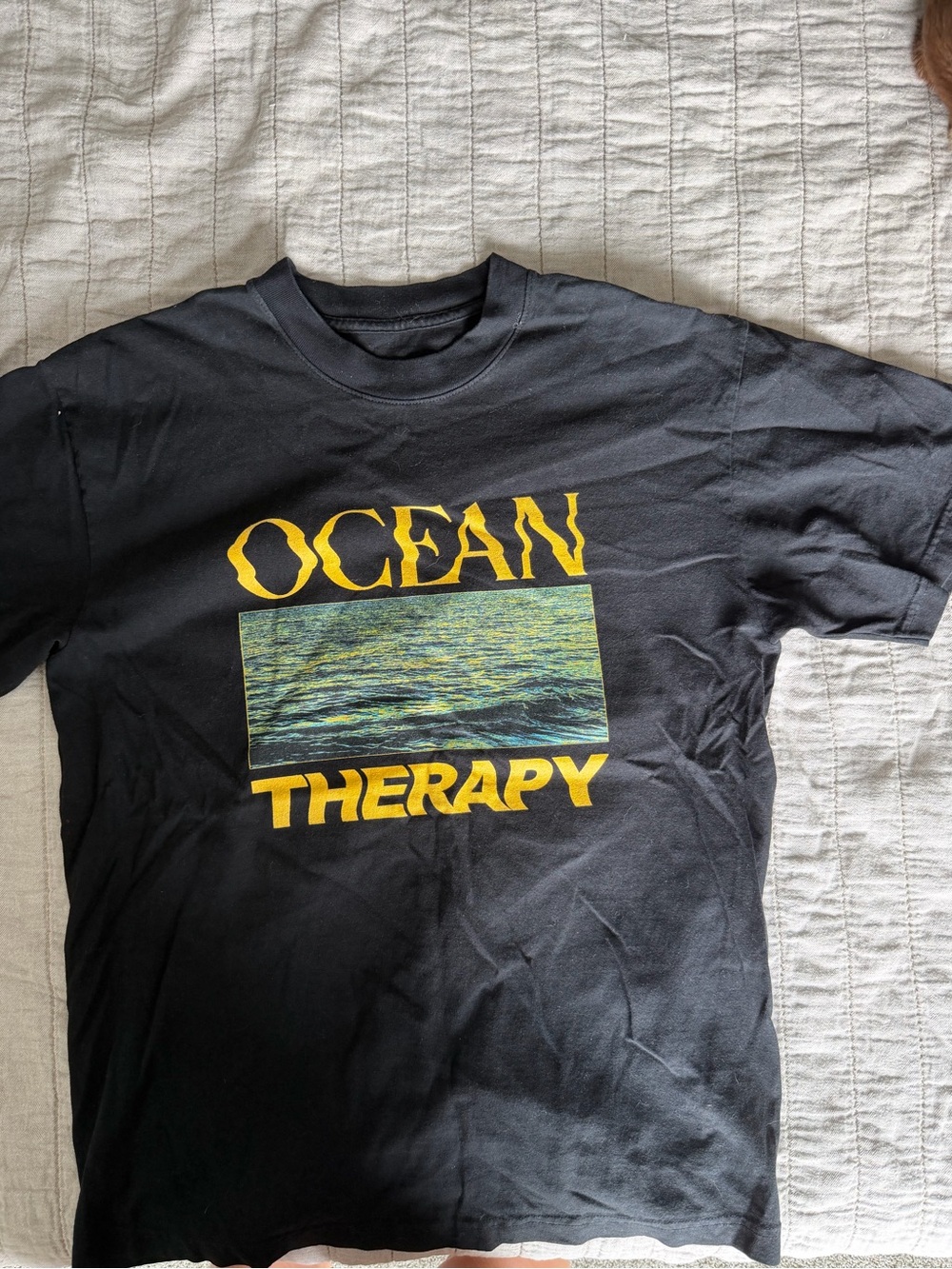 Ocean Therapy Graphic Tee - Black with Yellow Print